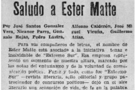 Saludo a Ester Matte Saludo a Ester Matte