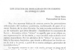 Los efectos de irrealidad en un cuento de Enrique Lihn Los efectos de irrealidad en un cuento de Enrique Lihn
