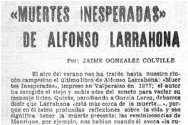 Muertes inesperadas" de Alfonso Larrahona Muertes inesperadas" de Alfonso Larrahona