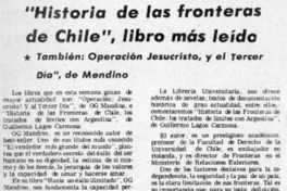 Historia de las fronteras de Chile", libro más leído. Historia de las fronteras de Chile", libro más leído.