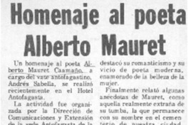 Homenaje al poeta Alberto Mauret. Homenaje al poeta Alberto Mauret.
