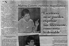 Marina Latorre, escritora magallánica. Marina Latorre, escritora magallánica.
