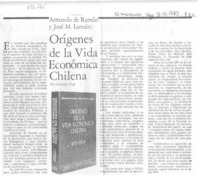 Orígenes de la vida económica chilena Orígenes de la vida económica chilena
