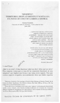 "Desierto", territorio, desplazamiento y nostalgia en Poema de Chile de Gabriela Mistral