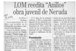 LOM reedita "Anillos" obra juvenil de Neruda LOM reedita "Anillos" obra juvenil de Neruda