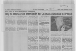 Hoy se efectuará la premiación del Concurso Nacional de Poesía Hoy se efectuará la premiación del Concurso Nacional de Poesía