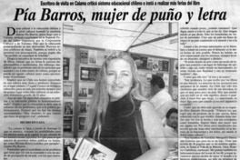 Pía Barros, mujer de puño y letra Pía Barros, mujer de puño y letra