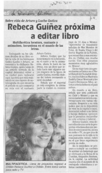 Rebeca Guíñez próxima a editar libro