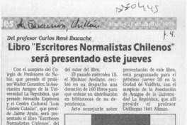 Libro "Escritores normalistas chilenos" será presentado este jueves  [artículo].