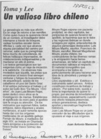 Un valioso libro chileno  [artículo] Juan Antonio Massone.