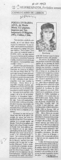 Poesía en barda azul  [artículo] Rocío L'Amar.