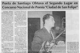Poeta de Santiago obtuvo segundo lugar en Concurso Nacional de Poesía "Ciudad de San Felipe" Poeta de Santiago obtuvo segundo lugar en Concurso Nacional de Poesía "Ciudad de San Felipe"