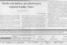 Desde esta ladera, un saludo para el poeta Emilio Neira Desde esta ladera, un saludo para el poeta Emilio Neira