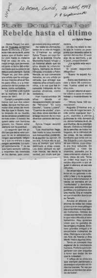 Rebelde hasta el último  [artículo] Sylvia Thayer.