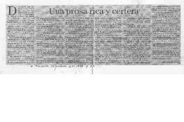 Una prosa rica y certera Una prosa rica y certera