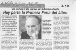 Hoy parte la Primera Feria del Libro  [artículo] Claudia Tosetti.