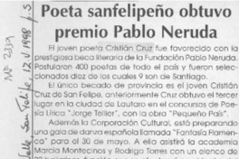 Poeta sanfelipeño obtuvo premio Pablo Neruda Poeta sanfelipeño obtuvo premio Pablo Neruda