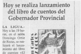 Hoy se realiza lanzamiento del libro de cuentos del Gobernador Provincial