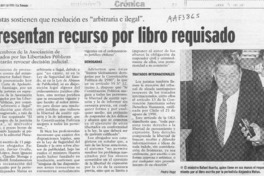 Presentan recurso por libro requisado  [artículo] Pedro Vega.