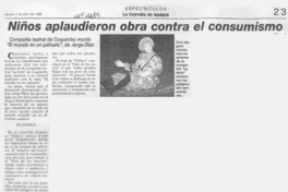 Niños aplaudieron obra contra el consumismo  [artículo].