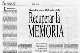 Recuperar la memoria  [artículo] María Eugenia Camus.