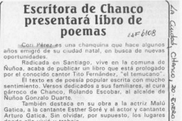Escritora de Chanco presentará libro de poemas  [artículo].