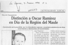 Distinción a Oscar Ramírez en el Día de la región del Maule  [artículo].