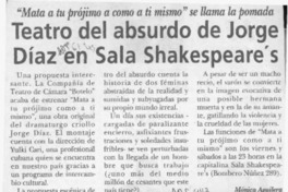 Teatro del absurdo de Jorge Díaz en sala Shakespeare's Teatro del absurdo de Jorge Díaz en sala Shakespeare's