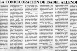 La condecoración de Isabel Allende