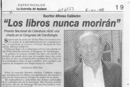 "Los Libros nunca morirán"  [artículo].