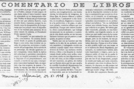 Comentario de libros  [artículo] Antonio Rojas Gómez.