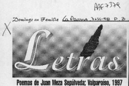 Poemas de Juan Meza Sepúlveda, Valparaíso 1997  [artículo] H. R. Cortés.