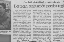 Destacan renovación poética regional  [artículo].