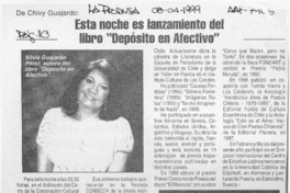Esta noche es lanzamiento del libro "Depósito$ en afectivo"  [artículo].