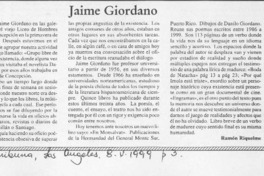 Jaime Giordano  [artículo] Ramón Riquelme.