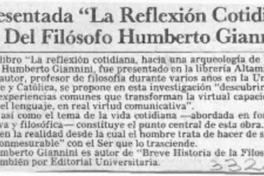 Presentada "La reflexión cotidiana" del filósofo Humberto Giannini  [artículo].
