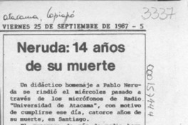 Neruda, 14 años de su muerte  [artículo].