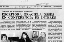 Escritora Graciela Osses en conferencia de interés  [artículo].