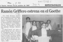 Ramón Griffero estrena en el Goethe Ramón Griffero estrena en el Goethe
