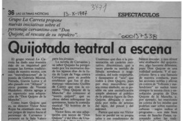 Quijotada teatral a escena  [artículo] Wilfredo Mayorga.