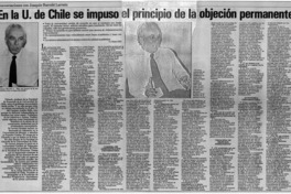 En la U. de Chile se impuso el principio de la objeción permanente En la U. de Chile se impuso el principio de la objeción permanente