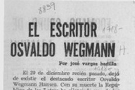El escritor Osvaldo Wegmann El escritor Osvaldo Wegmann