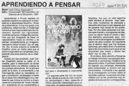 Aprendiendo a pensar  [artículo] Dina Taki Maragaño.