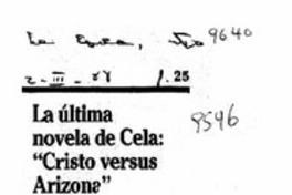 La Ultima novela de Cela, "Cristo versus Arizona"  [artículo].