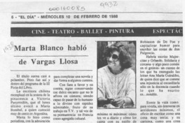 Marta Blanco habló de Vargas Llosa  [artículo].