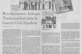 Revolucionario enfoque tradicionalista para la guerra civil española Revolucionario enfoque tradicionalista para la guerra civil española