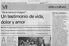 "De la tierra sin fuegos", un testimonio de vida, dolor y amor "De la tierra sin fuegos", un testimonio de vida, dolor y amor