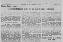 "Samuel Maldonado Silva, fue un hombre bueno y sencillo" "Samuel Maldonado Silva, fue un hombre bueno y sencillo"
