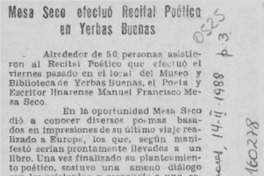 Mesa Seco efectuó recital poético en Yerbas Buenas  [artículo].