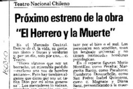 Próximo estreno de la obra "El herrero y la muerte"  [artículo].